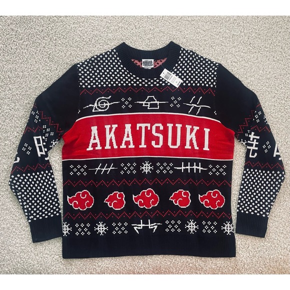 NWT-Naruto Shippuden Akatsuki Sweater XL Animecore Ugly Christmas - Picture 1 of 5